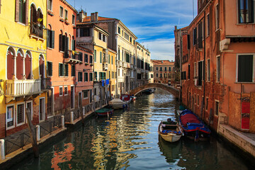 Charming Venetian Bridge Over Quiet Canal. Venice. Italy