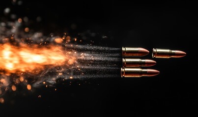 firing assault riffle shooting firepower bullets isolated on black background for special operations and tactical team concepts as banner with copyspace area - Generative AI