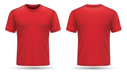 red split sleeve t shirt template front and back