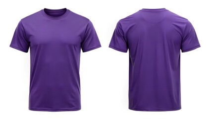 purple tee front and back on white background