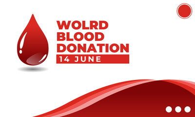 Vector poster design for World Blood Donation Day, celebrated on 14 June. Simple, clean layout with red tones, blood drop icons, and healthcare elements to raise awareness and encourage voluntary