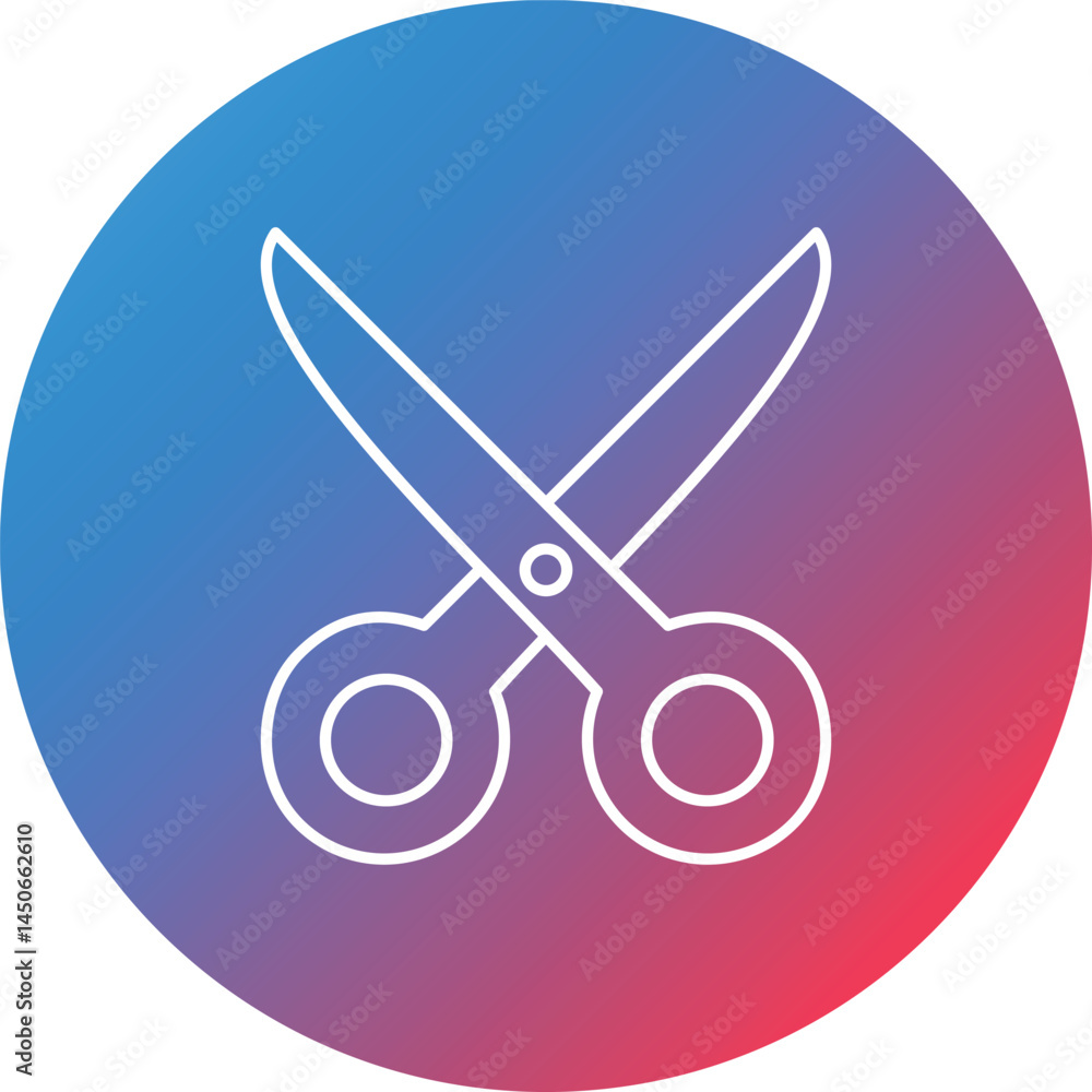 Poster scissor line gradient circle background icon