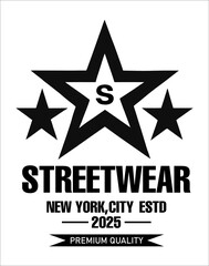 Obraz premium Minimalist black and white street wear logo featuring bold geometric stars
