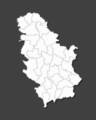 Vector map country Serbia divided on regions