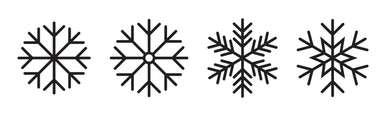 Snowflake icon vector set. snowflake collection. Frost background. Christmas icon. Set black snowflake icons collection isolated on white background. Winter snow symbol. snow vector set.