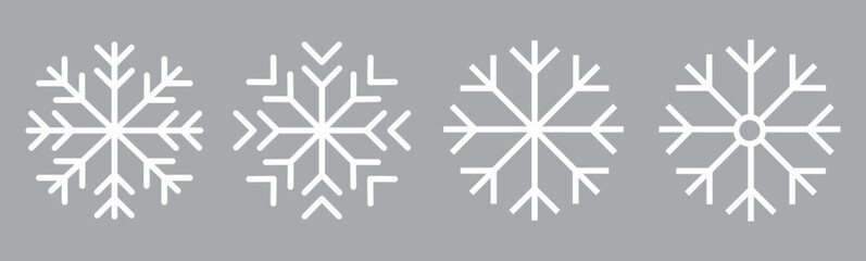 Snowflake icon vector set. snowflake collection. Frost background. Christmas icon. Set White snowflake icons collection isolated on black background. Winter snow symbol. snow vector set.