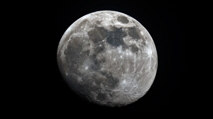 Fototapeta premium Close-up view of the moon's surface, showcasing its craters and texture against a dark backdrop. A celestial spectacle captured in stunning detail.