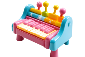 colorful toy piano for children isolated png transparent cutout