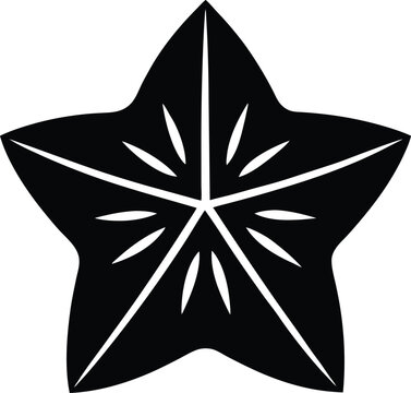 starfruit slice silhouette vector icon on white 