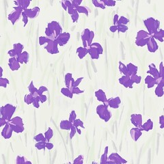 Seamless floral pattern with irises