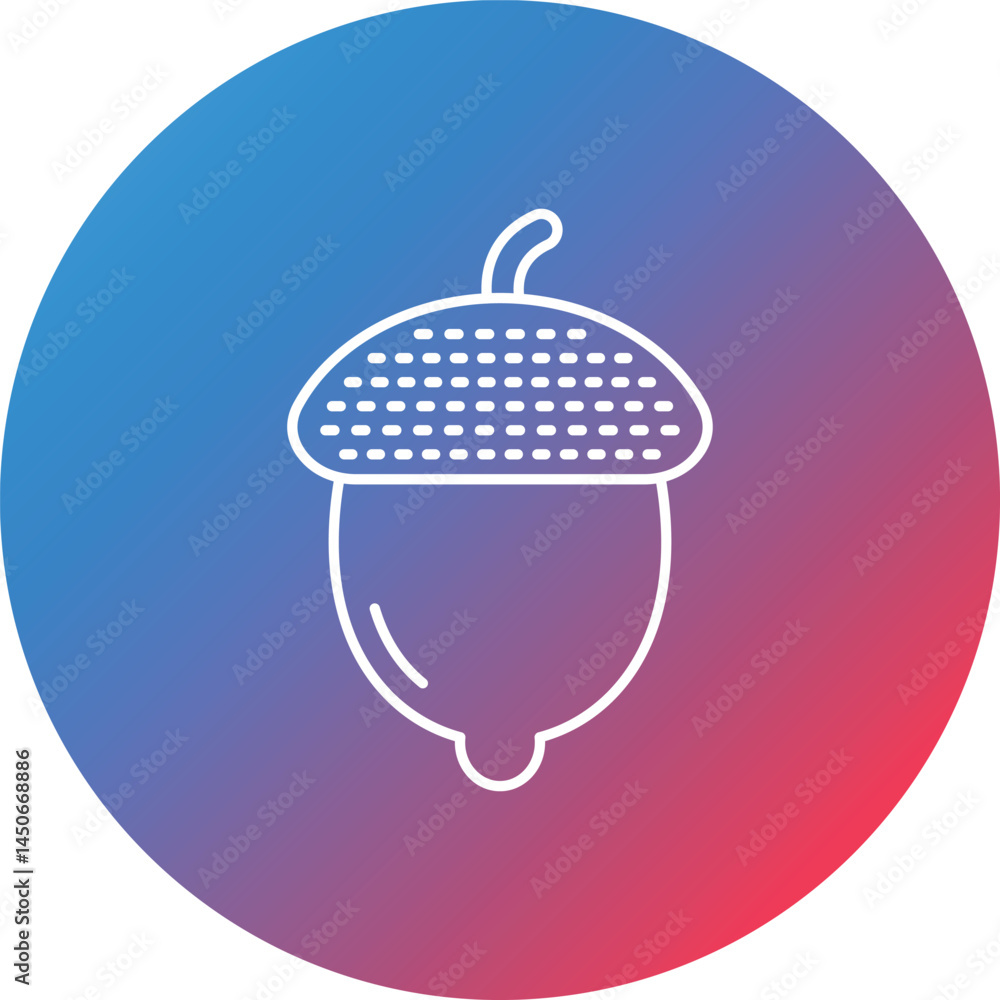Poster acorn line gradient circle background icon