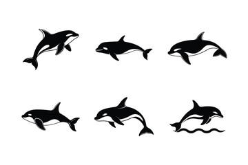Orca whale silhouette vector  bundle, Orca whale silhouette
