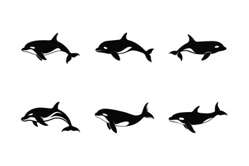 Orca whale silhouette vector  bundle, Orca whale silhouette