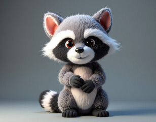 Adorable raccoon figurine with soft fur and charming details.