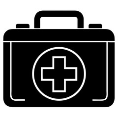 Fototapeta premium First aid kit silhouette in black and white style 