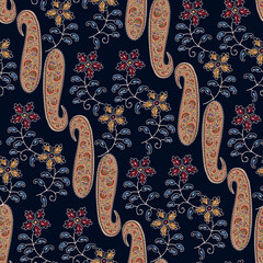 Abstract seamless traditional paisley bunch pattern