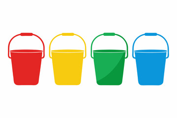 set of Cleaning Bucket icon silhouette vector illustration