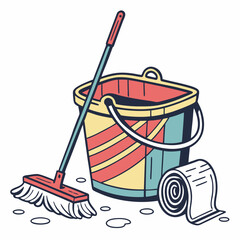 Fototapeta premium Cleaning Bucket silhouette vector illustration