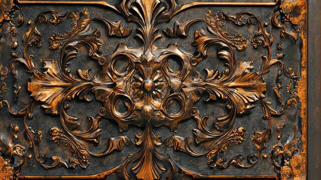 Ornate bronze doors transitioning with intricate patterns and vintage charm