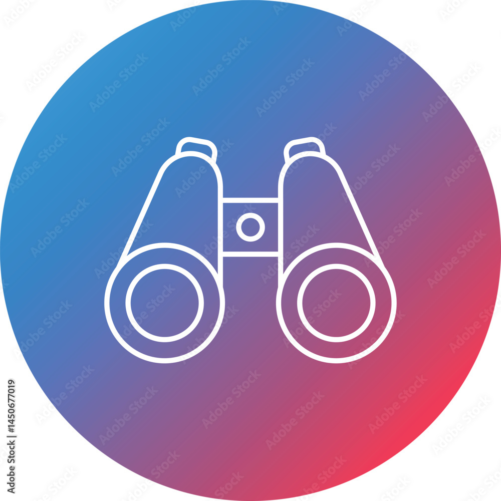 Poster binoculars line gradient circle background icon