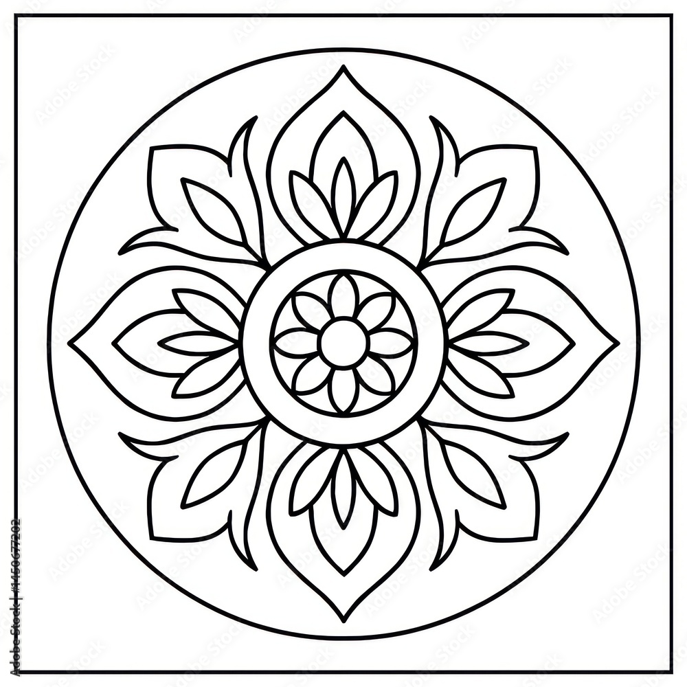 Poster a circular flower mandala with symmetrical details and intricate floral patterns. the image showcase