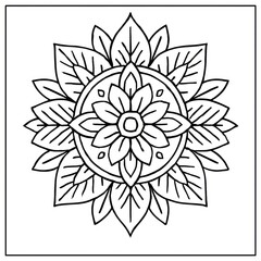 Fototapeta premium A captivating symmetrical floral mandala design, perfect for adding elegance. This intricate artwork, offering a sense of serenity and balance, inviting you to immerse yourself in its visual harmony.