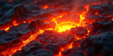 An abstract black background with overflowing lava waves	
