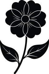 violet flower silhouette vector on white 