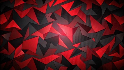 Naklejka premium Abstract geometric pattern with red and black triangular shapes, creating a dynamic and textured background