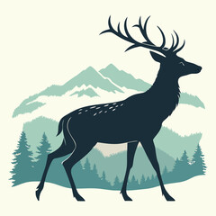 deer vector logo silhouette design template