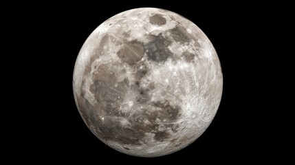 A detailed close-up view of the moon, showcasing its craters and surface texture against a black background. The image is full of subtle shades of gray, giving it a mysterious, otherworldly feel.
