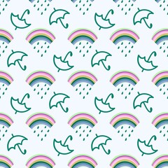 Seamless pattern with umbrellas for packaging, textile, fabrics