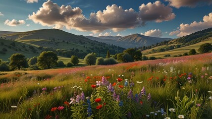 Sunlit Wildflower Meadow