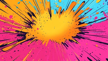 Vibrant comic book explosion, dynamic energy, colorful bursts, abstract art.