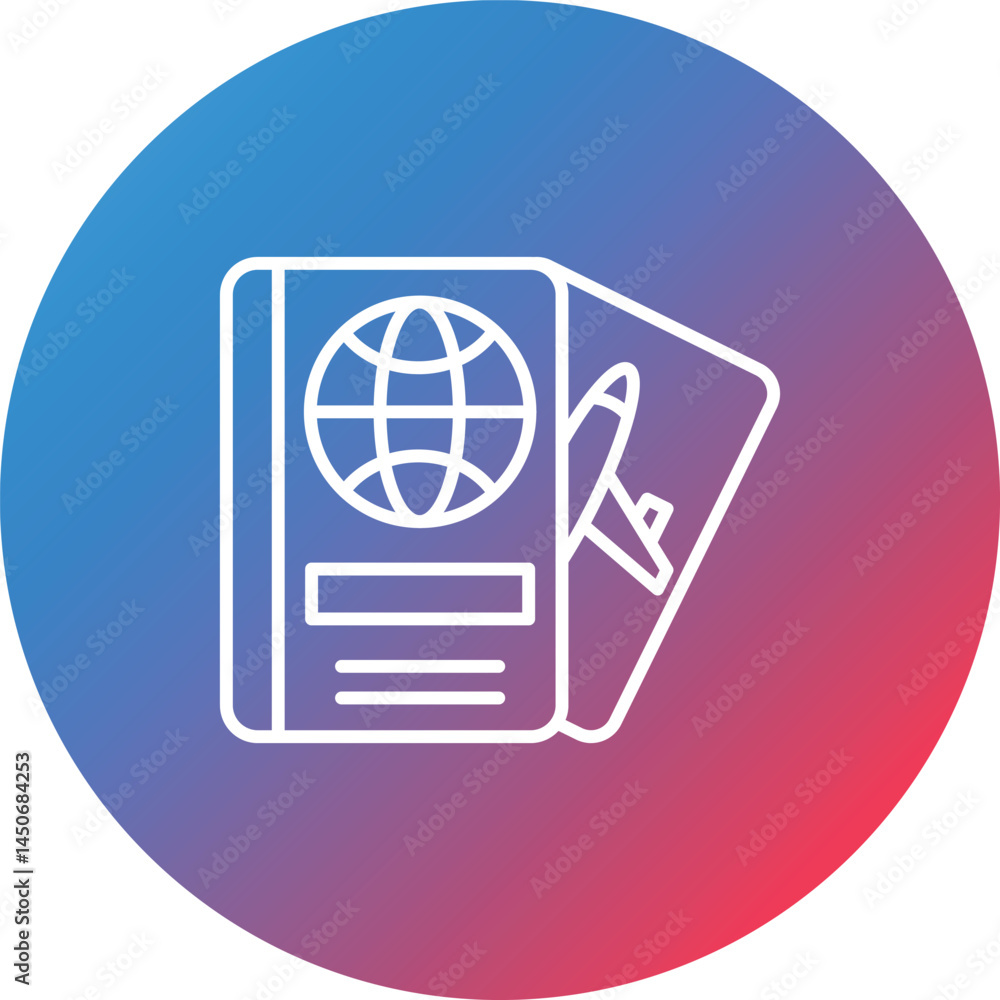 Poster passport line gradient circle background icon