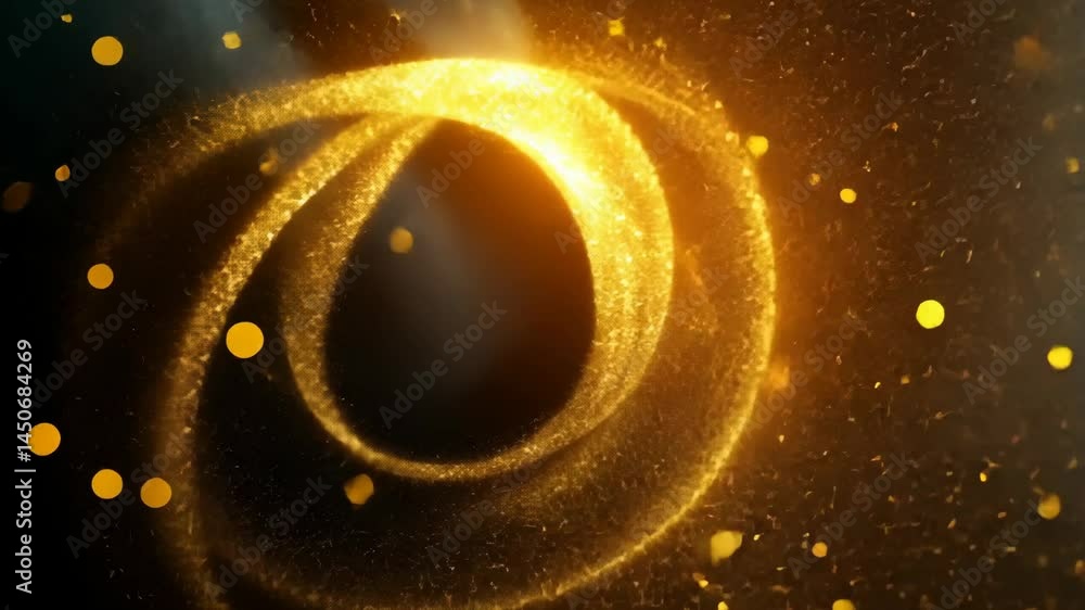 Aufkleber golden energy swirls: dynamic motion and sparkling abstract patterns