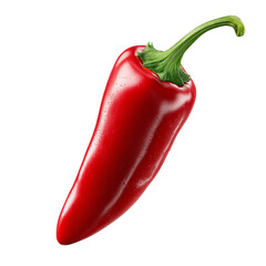 Vibrant red chili pepper isolated on a white background.
