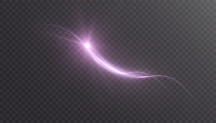 Soft glowing pink light trail with gentle curve and radiant flare on transparent background. Suggests magical comet motion with smooth energy flow and dreamy glow.   © Valeriia