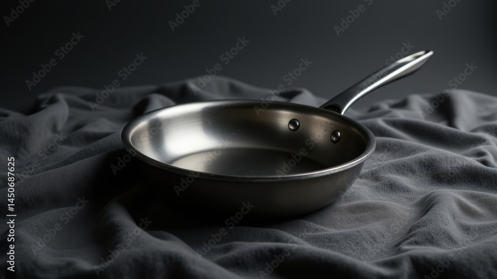 Poster a single, gleaming cast iron skillet with a matching lid resting on a textured gray surface.