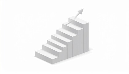 Ascending White Steps Leading to Success Growth Chart Arrow Upward