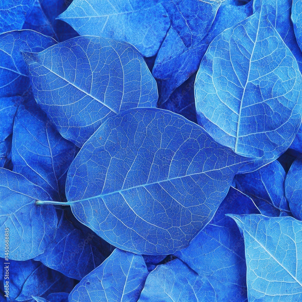 Aufkleber captivating close up of vibrant blue leaves showcasing intricate vein patterns and textures creating