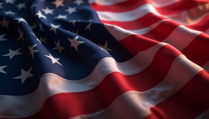 The American flag is waving in the wind