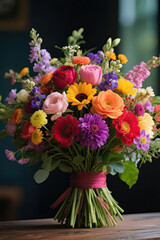 Bouquet of spring flowers blossoms arrangement decorative
