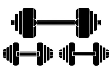 set of Dumbbell icon silhouette vector illustration