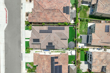 Aerial view of middle class community big houses, Escondido, South California, USA.