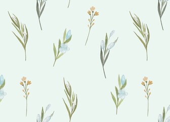 A pattern with wildflowers on a blue background