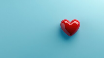 Red heart symbol on blue background