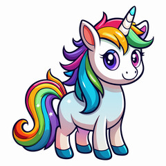 Naklejka premium Rainbow Unicorn illustration design. unicorn cotoon design for kids.
