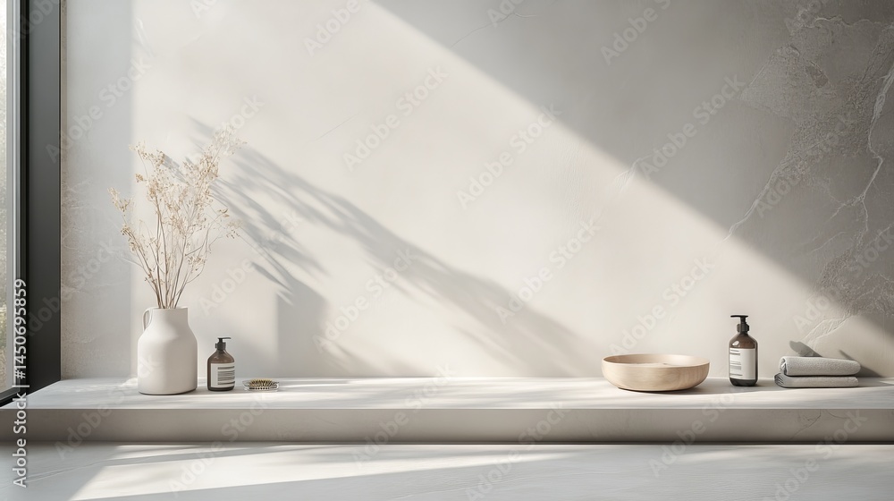 Poster a white and gray wall is a simple background for showing off products. it has a window shadow and sp
