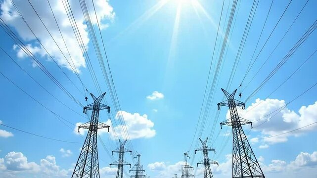 High Voltage Power Lines Electricity Transmission Infrastructure Energy Grid